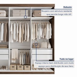 Guarda Roupa Casal Premium Itália 205,9cm 3 Portas 4 Gavetas Yescasa Marrom/Freijó - 14 Guarda Roupa Casal Premium Itália 205,9cm 3 Portas 4 Gavetas Yescasa Marrom/Freijó - 14