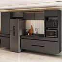 Ver imagem 1 de Cozinha Completa Milano 9 Portas 1 Gaveta MDP-MDF 313cm Grafite e Preto Multimóveis