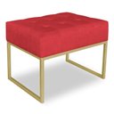 Ver imagem 1 de Puff Lisa Suede Base Metálica Industrial Dourado Vermelho