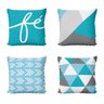 Capas de Almofadas Azul Decorativas e Geometricas Fé Para Sala e Sofá 40x40 - Novadecora - 1