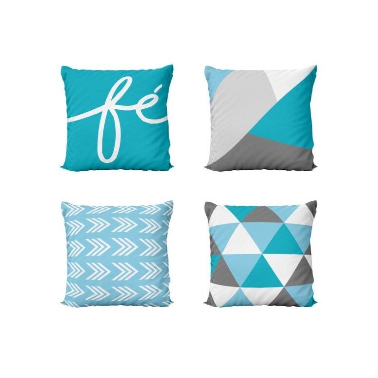 Capas de Almofadas Azul Decorativas e Geometricas Fé Para Sala e Sofá 40x40 - Novadecora Capas de Almofadas Azul Decorativas e Geometricas Fé Para Sala e Sofá 40x40 - Novadecora