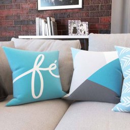 Capas de Almofadas Azul Decorativas e Geometricas Fé Para Sala e Sofá 40x40 - Novadecora - 3