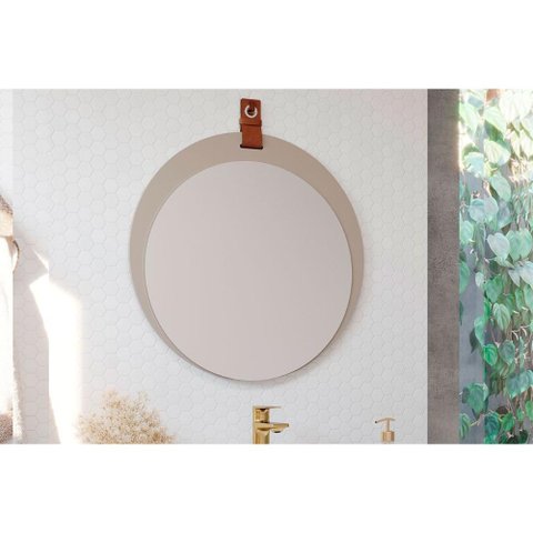 Espelheira de Banheiro Lua Parede Oval 60x60cm Capuccino - Mgm