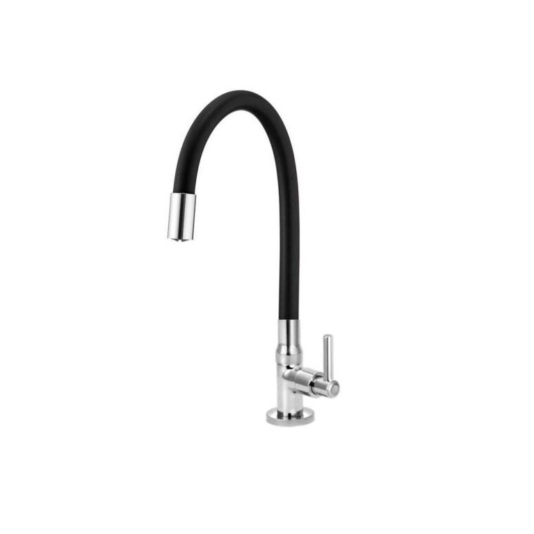 Torneira para Cozinha de Mesa Bica Flexível Gourmet Preta