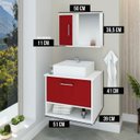 Ver imagem 2 de Gabinete Banheiro Malibu 50 Cm Armário com Cuba e Espelheira:vinho