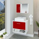 Ver imagem 1 de Gabinete Banheiro Malibu 50 Cm Armário com Cuba e Espelheira:vinho