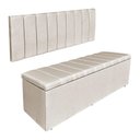 Ver imagem 1 de Kit Cabeceira Painel e Calçadeira Recamier Baú Casal 1,40m Holanda Suede Bege - Pallazio