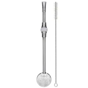 Bomba de Chimarrão Inox 23cm Anel Pérola Bojo Mil Furos Removível Erva Mate