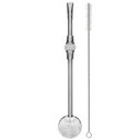 Ver imagem 1 de Bomba de Chimarrão Inox 23cm Anel Pérola Bojo Mil Furos Removível Erva Mate