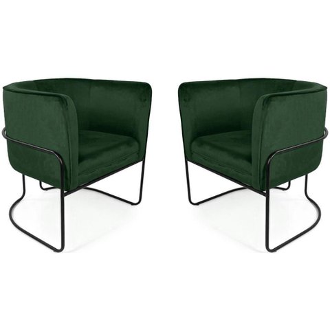 Kit 02 Poltronas Betina Base Preto Veludo Verde - Nexta Casa
