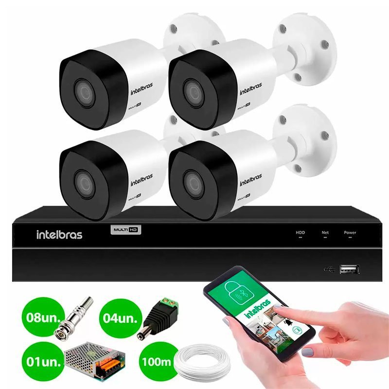 Kit 4 Câmeras de Segurança 1120 VHC DVR Intelbras | MadeiraMadeira