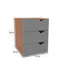 Ver imagem 4 de Mesa de Cabeceira Porto 3 Gavetas Cinza/freijó - Politorno