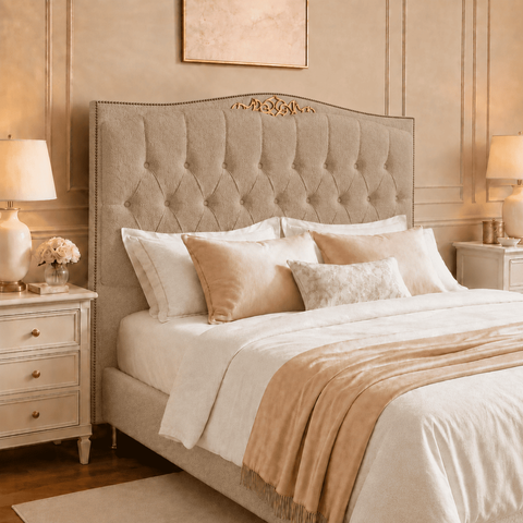 Cabeceira Cama Casal Greta 140cm Estofada Bouclê Design Clássico