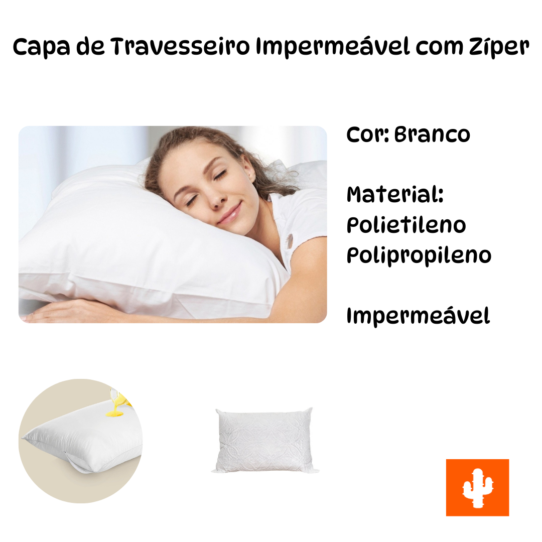 Capa de Travesseiro Impermeável com Zíper - 4