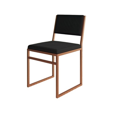 Cadeira de Jantar Industrial Isa Assento Veludo Preto Base Cobre