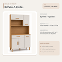 Ver imagem 4 de Cozinha Modulada Slim 5 Portas 1 Gaveta Cinamomo Off White Formimóveis