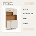 Ver imagem 3 de Cozinha Modulada Slim 5 Portas 1 Gaveta Cinamomo Off White Formimóveis