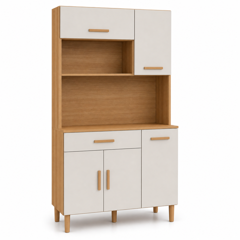 Cozinha Modulada Slim 5 Portas 1 Gaveta Cinamomo Off White Formimóveis