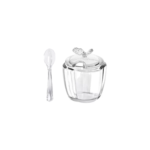 Açucareiro de Vidro c/ Colher Butterfly 8,5x8,5x11cm