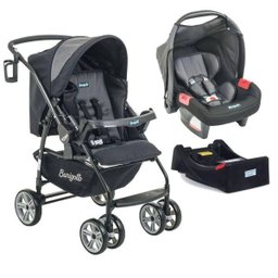 Carrinho de Bebê AT6 K + Bebê Conforto Preto / Cinza + Base - Burigotto - 1