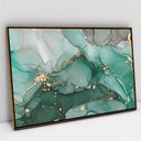 Ver imagem 1 de Quadro Decorativo em Canvas Abstrato Mármore Verde Safira TaColado Moldura Flutuante 4,5cm Freijó 90