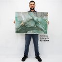 Ver imagem 2 de Quadro Decorativo em Canvas Abstrato Mármore Verde Safira TaColado Moldura Flutuante 4,5cm Freijó 90