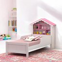 Ver imagem 1 de Cama Solteiro Casinha Aquarela Branca e Rosa