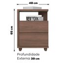 Ver imagem 3 de Kit 2 Mesas de Cabeceira 2 Gavetas 48 Cm Campeche Henn Castanho