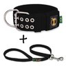 Coleira para Cachorro Medio Grande Porte Tradicional e Guia Preto GG - 1