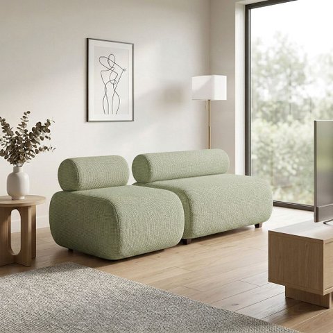 Sofá Namoradeira e Poltrona Decorativa Orgânicas Zarah Napoli D03 - D'Rossi