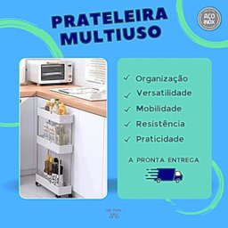 Prateleira Multiuso 3 Andares Estante Rodinhas Facil Montar Cor:branco - 2