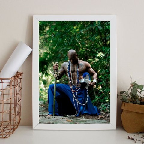 Quadro Fotografia Ogum 33x24cm:madeira Preta