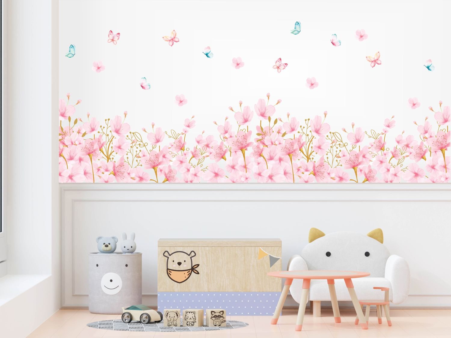 Adesivo de Parede Infantil Florais Boho Rosa | MadeiraMadeira