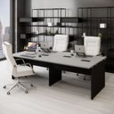 Ver imagem 1 de Espaço de Trabalho Escritório P/ 4 Pessoas 2,40m Cs Pre F5 Cor:cinza Sagrado com Preto