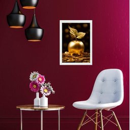 Quadro Arquétipo Maçã Dourada 24x18cm - com Vidro:madeira Branca - 2 Quadro Arquétipo Maçã Dourada 24x18cm - com Vidro:madeira Branca - 2