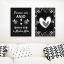 Ver imagem 2 de Kit 2 Quadros Decorativos Mãe Anjo 45x34cm - com vidro:Madeira preta