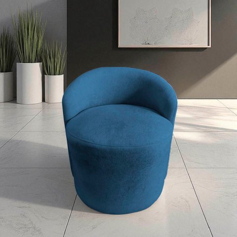 Poltrona Decorativa Yara Orgânica Bouclé Azul Marinho