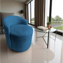 Ver imagem 7 de Poltrona Decorativa Yara Orgânica Bouclé Azul Marinho