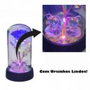 Ver imagem 4 de Kit 2 Rosa Metalizada Ursinho na Cúpula Led Luminária Redoma