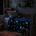 Ver imagem 2 de Manta Cobertor Solteiro Infantil Brilha no Escuro 1,80x1,20 Lua Azul