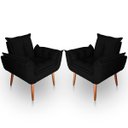 Ver imagem 1 de Kit 2 Poltronas Decorativa Paola Pes Palito Suede Preto