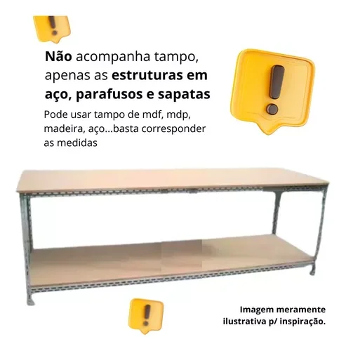 Ver imagem 4 de Bancada em Aço Industrial sem Tampo 2mt Estruturas Completa