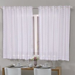 Cortina para Cozinha 2,70mx1,20m com Ilhós para Varão com Voil e Forro Pérola - 2