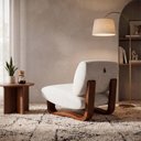 Ver imagem 2 de Poltrona Lusso Estofada Design Moderno Estrutura Madeira Cor Castanho Tecido Boucle