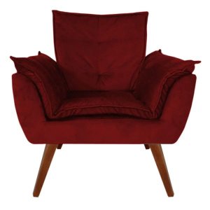 Poltrona Decorativa Opala Suede Vinho - Dominic Decor