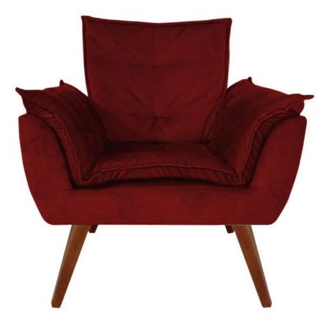 Poltrona Decorativa Opala Suede Vinho - Dominic Decor