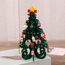 Ver imagem 7 de Mini Árvore de Natal de Madeira Verde 20cm com 23 Enfeites e Laço