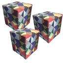 Ver imagem 1 de Kit 3 Puff Decorativo Dado Estampado Triangulo - Dominic Decor
