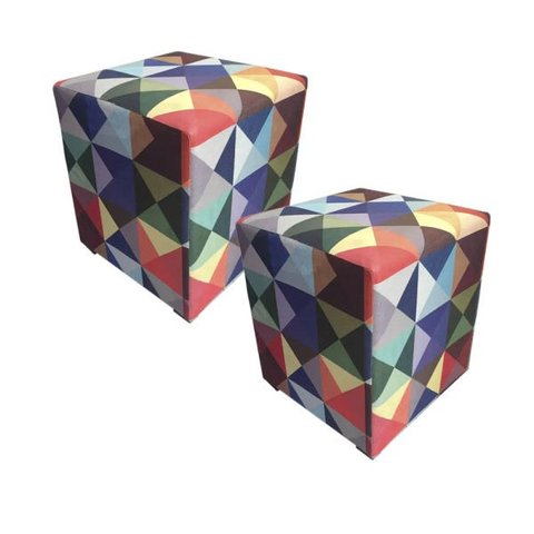 Kit 2 Puff Decorativo Dado Estampado Triangulo - Dominic Decor