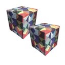 Ver imagem 1 de Kit 2 Puff Decorativo Dado Estampado Triangulo - Dominic Decor
